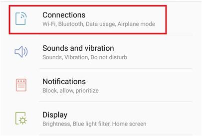 Web snippet of connections wifi option.