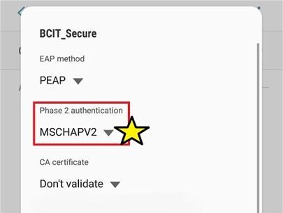 Web snippet phase 2 authentication option MSCHAPV2.