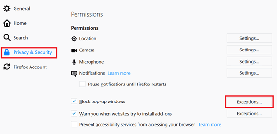 Privacy and security exceptions.