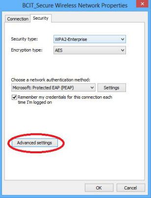 Windows 8 - BCIT_secure network properties dialog box-advanced settings button.