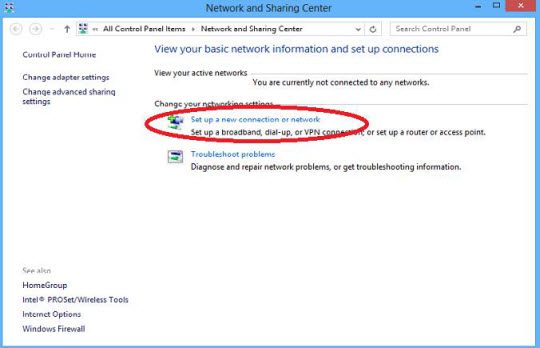 Network and sharing centre - set up a new connection on network.