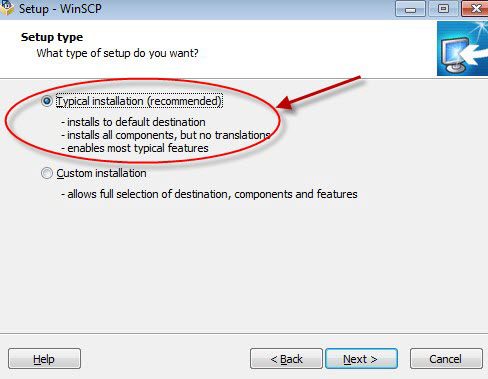 Setup type typical installation window.