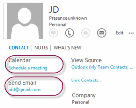 Web snippets of sharing groups in Outlook