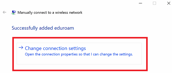 Eduroam change connection settings.