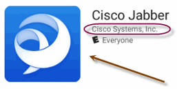 Screen shot for Cisco Jabber install on Adroid devices