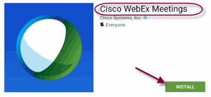 Screen shot for WebEx installation