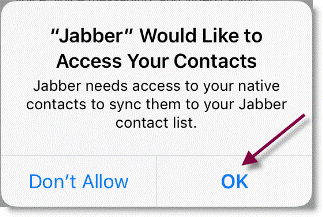 Screen shot Cisco Jabber install on iPhone iPads