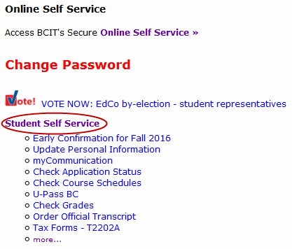 Online self service page to update personal information.