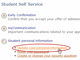 Student self service update student personal information.