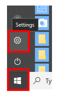 Image showing start button and settings.
