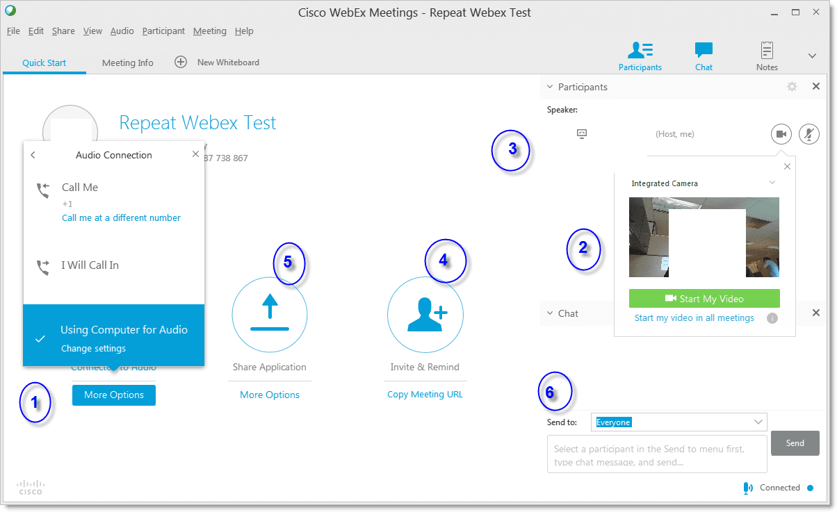 screen shots of Cisco WebEx getting started guide