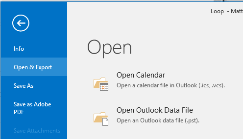 Web snippet opening PST files in Outlook