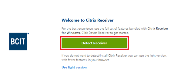 Citrix receiver detect receiver button.
