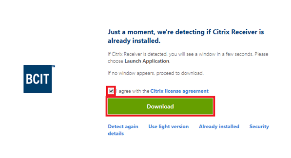 Citrix receiver download button.