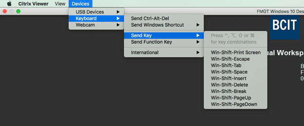 citrix viewer not passing keyboard mac