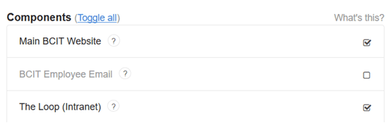 Check boxes toggle window.