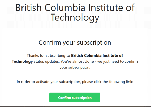 BCIT confirm your subscription.