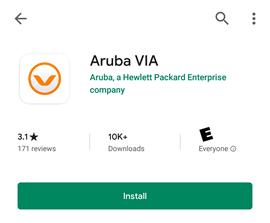 Screen shot of aruba via install button.