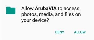 Web page snippet allow arubavia to access photos, media and files on your device.