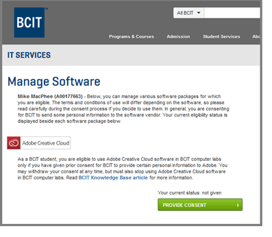 Manage software access window.