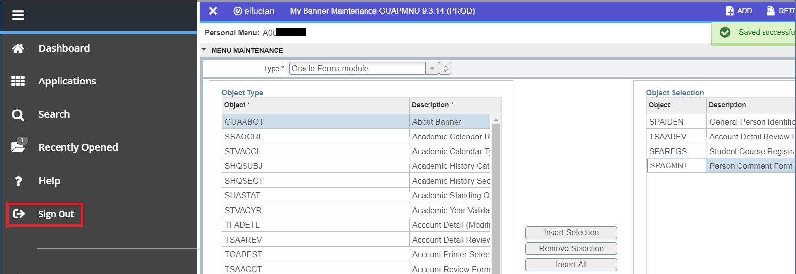 Creating Banner 9 Personal Menu BCIT