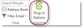 Screen shot Sharepoint plug-in options