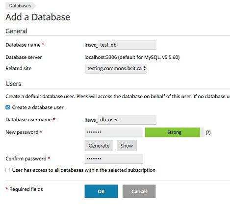 dashboard for Plesk re: databases