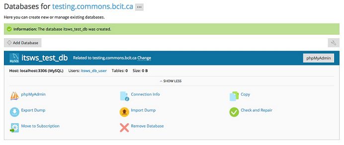 dashboard for Plesk re: databases