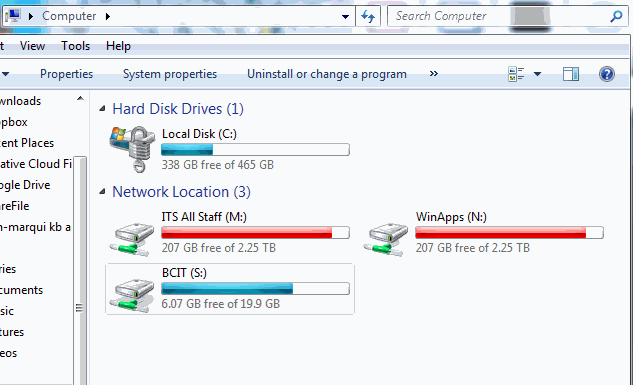 screen shots on mapping a drive letter to a folder