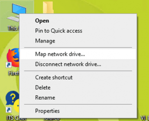 A right-click context menu showing map network drive highlighted