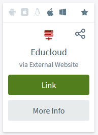 Educloud tile in AppsAnywhere showing the green Link button and a grey More Info button