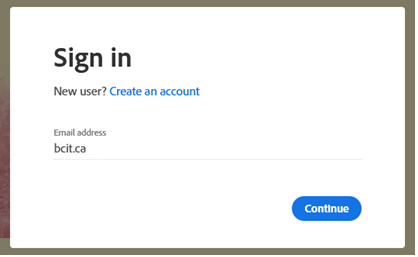 Screen shot of sign in field showing bcit.ca