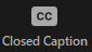 Closed caption icon in Zoom - CC in a rounded grey box
