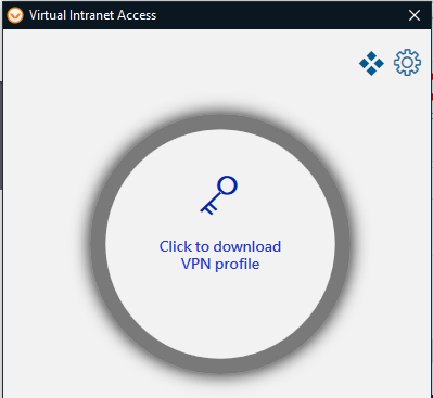 myVPN window with click to download vpn profile in the grey circle in the centre