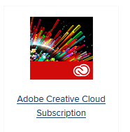 Adobe Creative Cloud Subscription tile, a multi-coloured abstract image with a red bar across the bottom