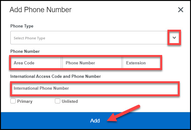 Screenshot Add New Phone Number in Self Service
