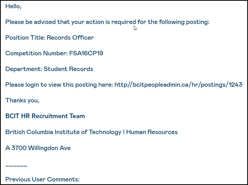 Screenshot PeopleAdmin Email to Approver