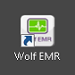 Wolf EMR icon which shows a small green view of a heartbeat sinus rhythm