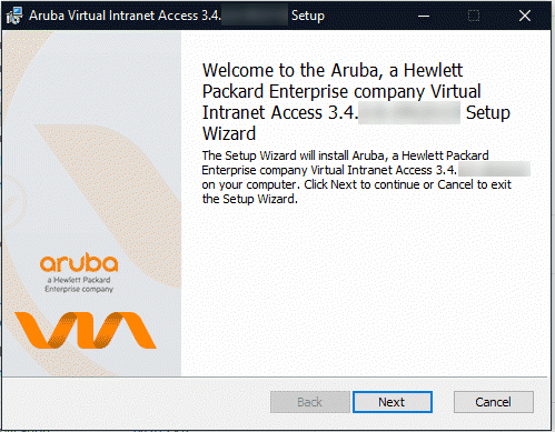 Screen shot of welcome to Aruba virtual intranet.