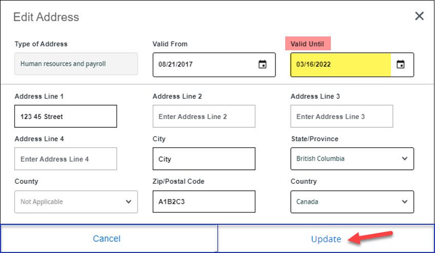 Screenshot Employee Dashboard Edit Address