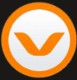 The MyVPN Icon - A White Circle with an Orange Highlight centered around an Orange V