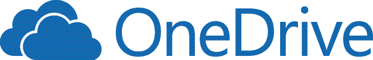 OneDrive Logo, two overlapping cloud icons in blue next to the word OneDrive