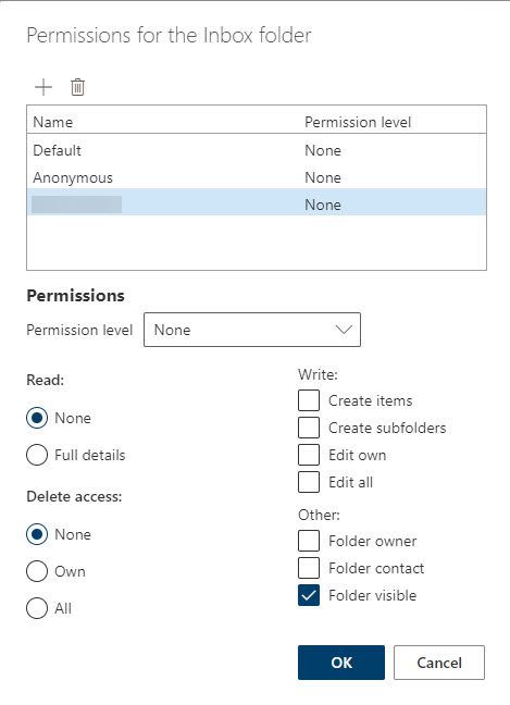 Permissions menu showing highlight over user receiving access