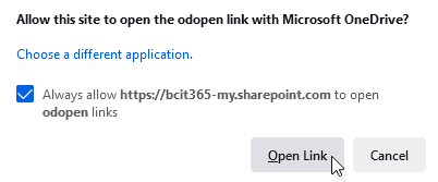 Popup asking you to confirm that you want to allow a file to be opened by OneDrive