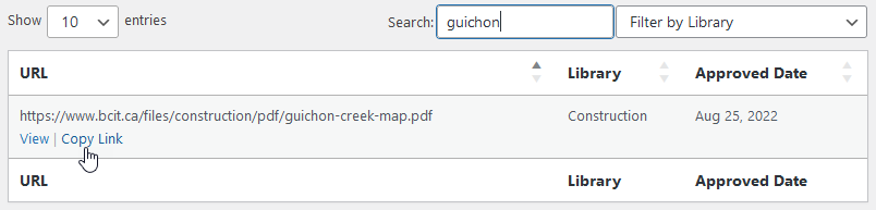 Mouse over copy Link below URL for guichon creek map