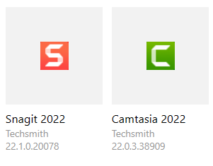 The Snagit 2022 and Camtasia 2022 tiles