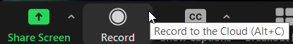 Record button in the Zoom meeting toolbar