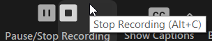 stop recording button next to the pause recording button in the meeting toolbar