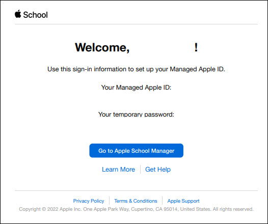 Screenshot Apple Set Up Managed Apple ID