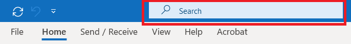 search bar above the menu bar marked by a red rectangle